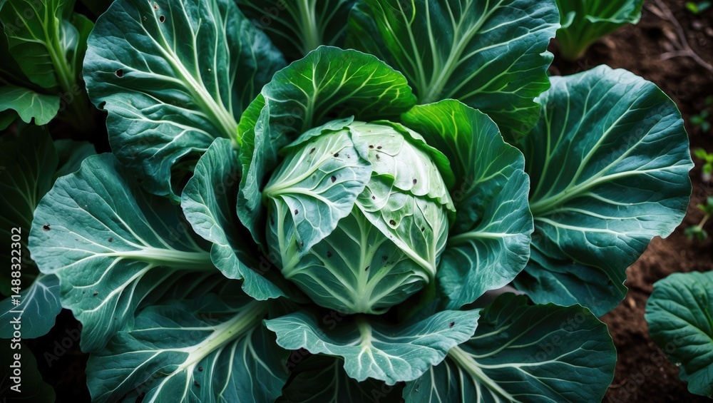Obraz premium Close-up view of cabbage plants