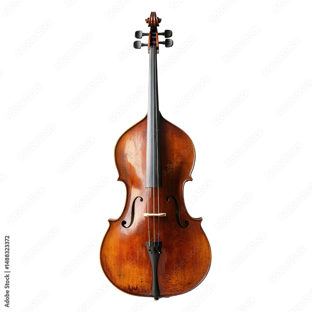 Obraz premium Classic string instrument displayed on a Transparent background showcasing its elegant craftsmanship and design, Isolated music instrument PNG background