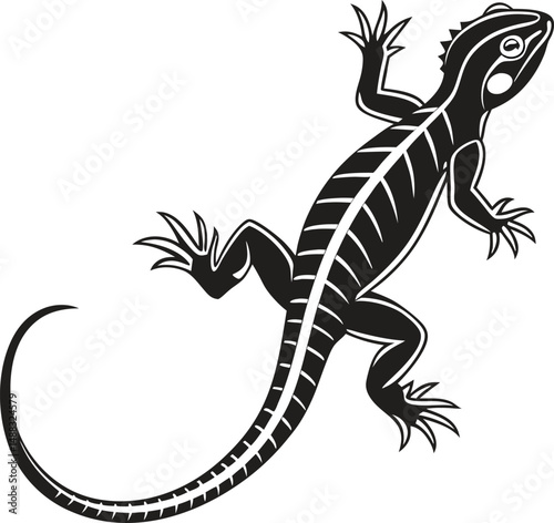 Lizard Silhouette Design for T Shirts and Logos. Black Lizard Silhouette Graphic Illustration. Lizard Silhouette Art for Digital and Print Design. Reptile Lizard Silhouette Clipart for Designers