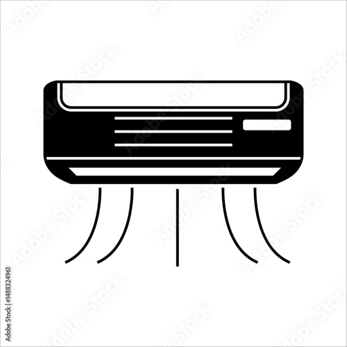 Air Conditioner Outline Icon. AC Line Art Logo. Vector Illustration. Isolated on White Background. Editable Stroke