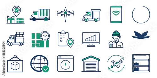 Solid Vector Icons for Logistics and Delivery