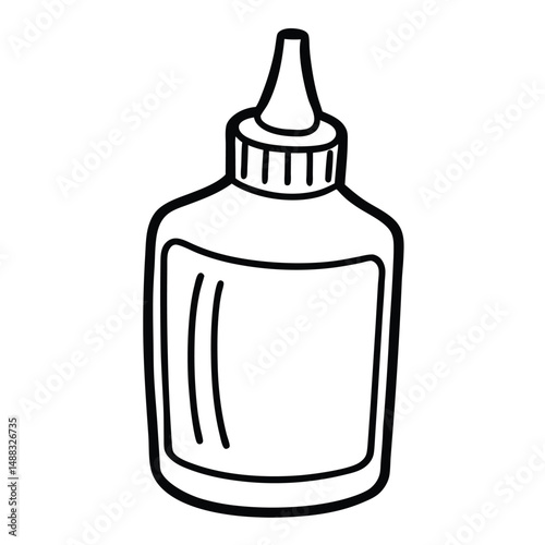 Glue icon or bottle of glue doodle hand drawn icon. jar of liquid glue Outline drawing bottle of glue line