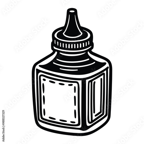 Glue icon or bottle of glue doodle hand drawn icon. jar of liquid glue Outline drawing bottle of glue line