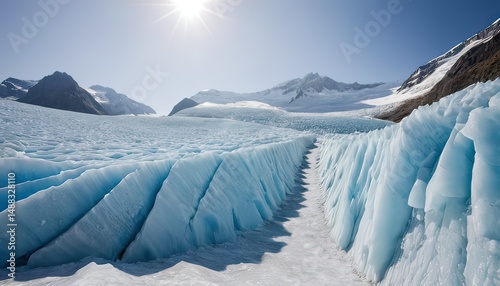 A stunning winter landscape features a frozen waterfall surrounded by snow-covered cliffs and icy formations.it is pecefull place .The tranquil scene captures the beauty of nature in a peaceful winter