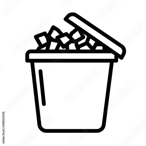 Scrap container filled with industrial waste icon in minimalist style  