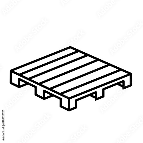 Wooden pallet icon in simple line design for industrial use  