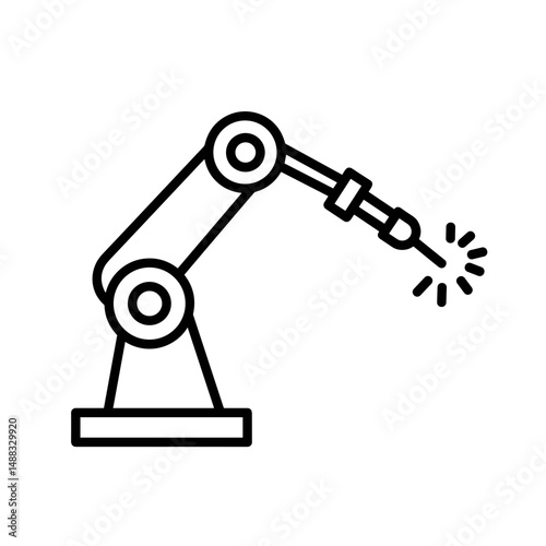 Welding robot in action showcasing metallurgy industry icon  