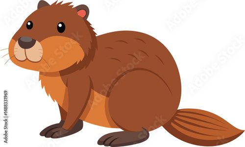 Cute Brown Marmot Cartoon Illustration