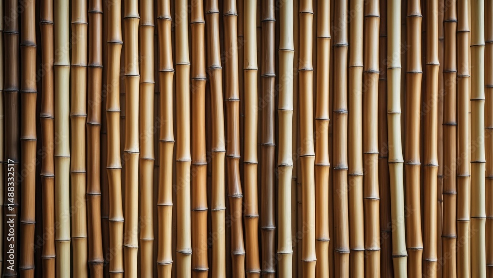 Fototapeta premium Patterned bamboo surface for wall or fence installation