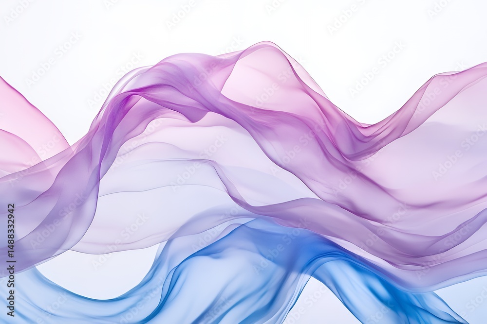 Ethereal Flow: Pastel Fabric Waves on White Ethereal Flow: Pastel Fabric Waves on White