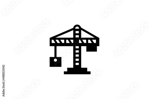 Silhouette of a Construction Crane Against a Bright Sunset Creating an Industrial Atmosphere