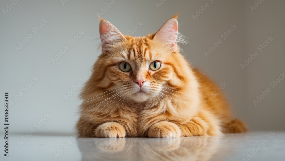 Obraz premium Ginger Cat set against a plain background