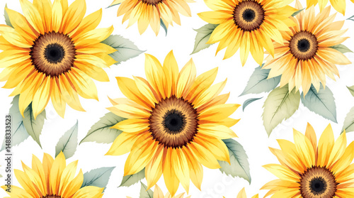 yellow sunflower background watercolor