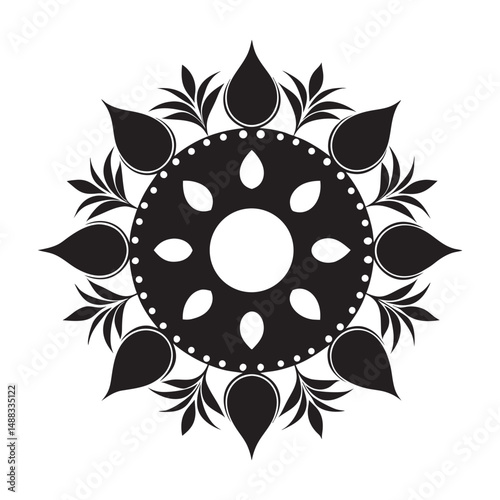 Moon Phase Circle Mandala Floral Celestial Harmony