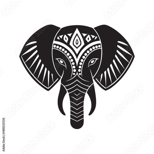 Tribal Elephant Head Silhouette Cultural Symbol Art