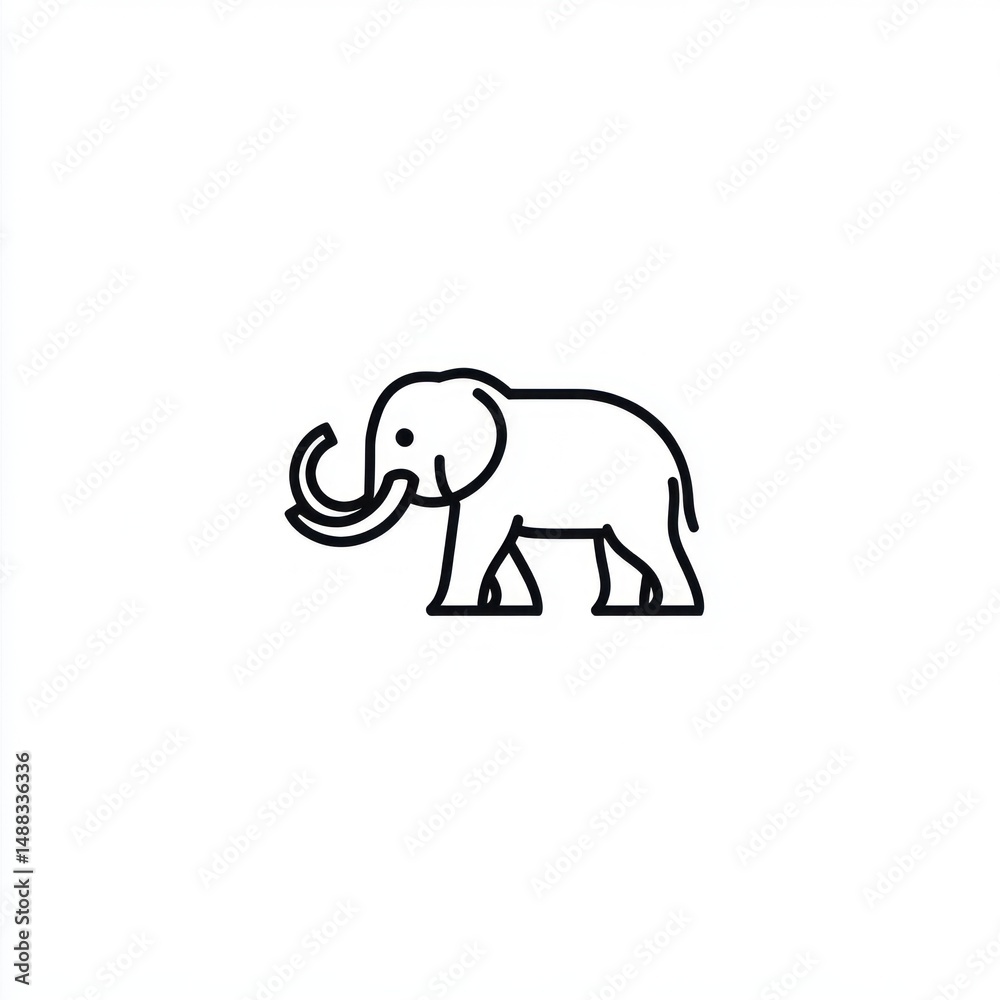 Obraz premium Elephant line art illustration, wildlife, African savanna, nature background, children's book