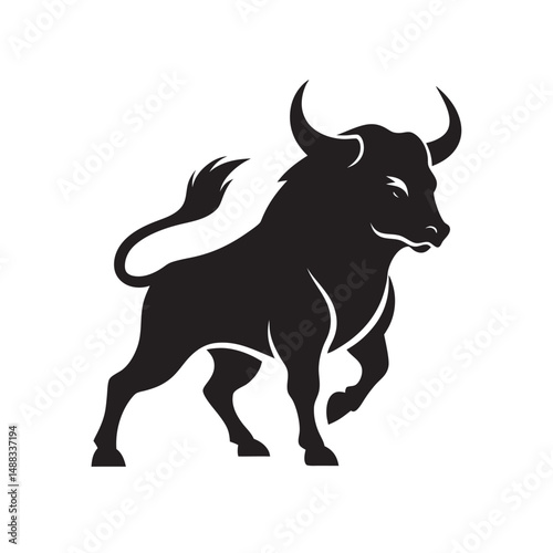Raging Bull Attack Pose Silhouette Furious Energy