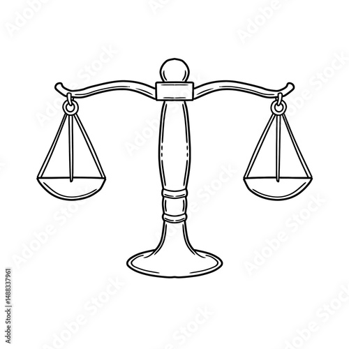 Hand Drawn weight scale line art vector art on white background