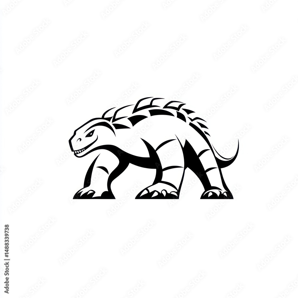 Naklejka premium Stylized ankylosaurus illustration, white background, mascot design