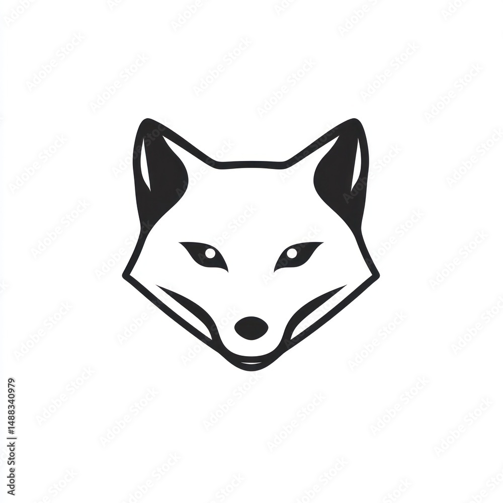 Fototapeta premium Fox head, simple design, white background, logo use