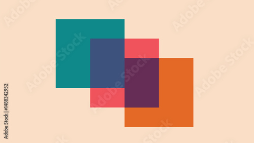 Abstract Overlapping Colorful Squares Background