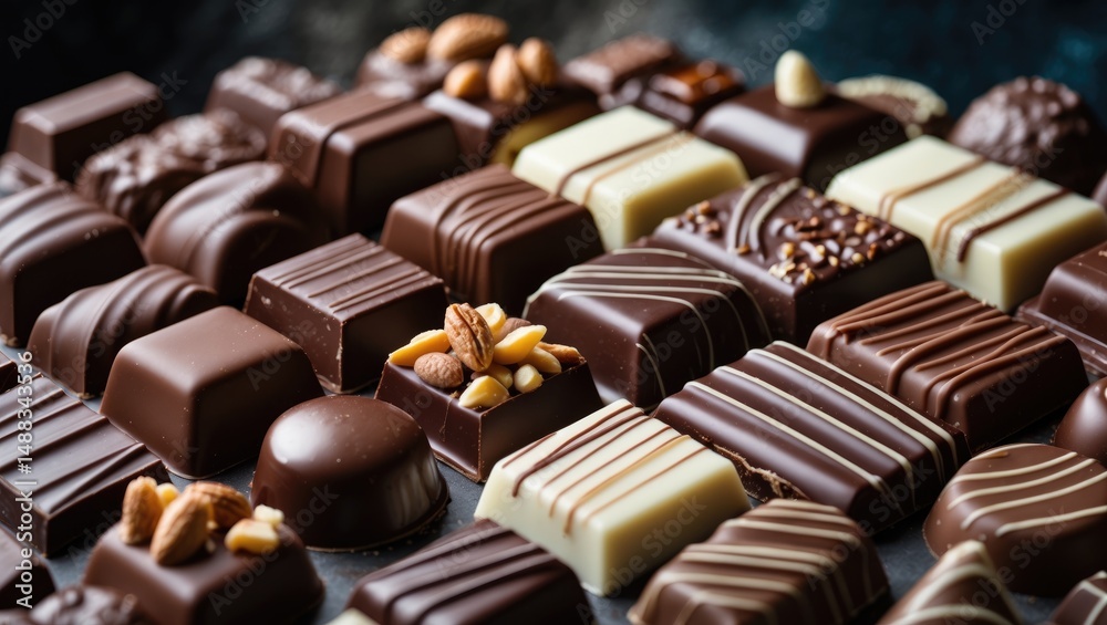 Fototapeta premium Close-up view of various chocolates