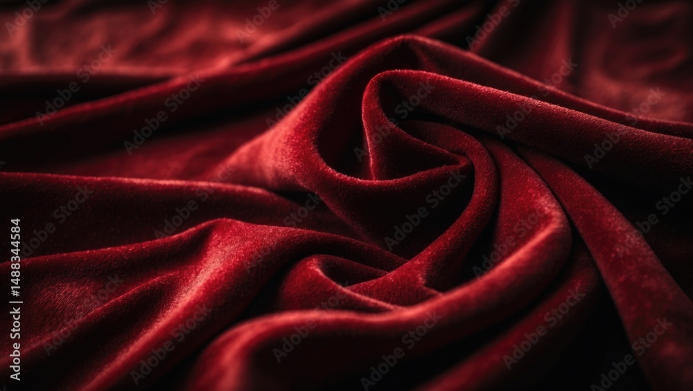 Obraz premium Horizontal full-frame featuring soft, textured red fabric and aged velvet surface