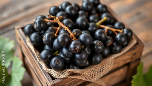 Wallpaper Mural Purple Grapes in Wooden Crate Torontodigital.ca