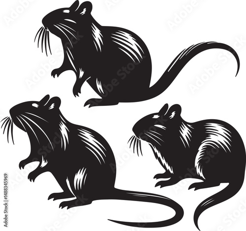 Gerbil high quality black and white vector