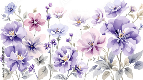 Watercolor artistic image of cheery blossom floral,  seamless pattern, in refreshing tinted color. flower should be scattered, not too condensed