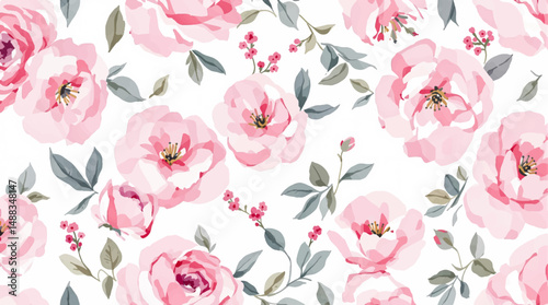 Pink flower wallpaper that is printed with the word love on it.