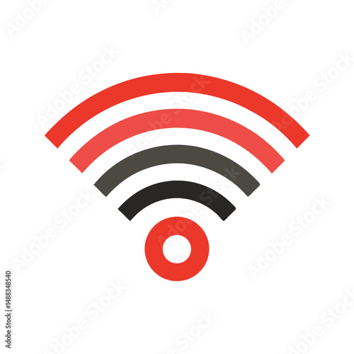 Simple colorful wireless internet symbol isolated on white background for tech concepts