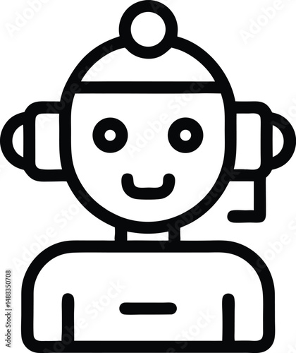 Black silhouette icon set for ai chatbot user interface designs with conversational interface elements