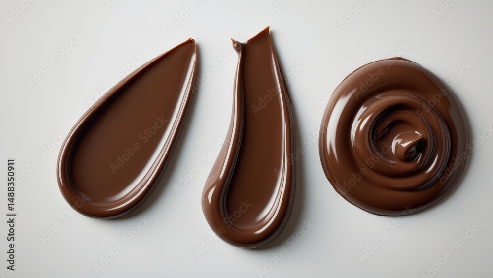 A stunning dark chocolate smear for presentation from a top perspective. Isolated chocolate sauce and ganache on a background. A stunning dark chocolate smear for presentation from a top perspective. Isolated chocolate sauce and ganache on a background.