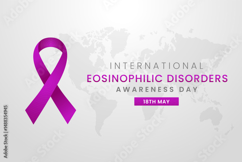 Eosinophilic Disorder Awareness Day background design with Magenta silk ribbon.