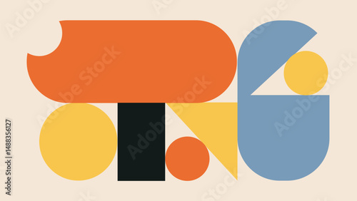 Retro Abstract Geometric Artwork with Bold