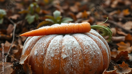 Autumnal Halloween Decoration - Sugarcoated Pumpkin and Carrot