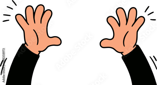 Celebrating Success Two Hands Raised in Triumph, Joyful Cartoon Illustration