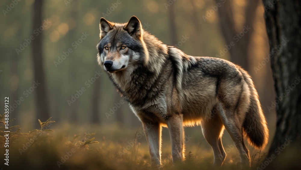 Portrait of a timber wolf in natural habitat Portrait of a timber wolf in natural habitat