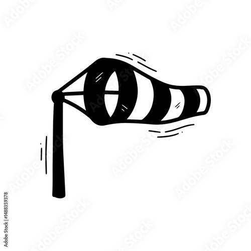 Hand Drawn Windsock Illustration. Doodle Vector. Isolated on White Background - EPS 10 Vector