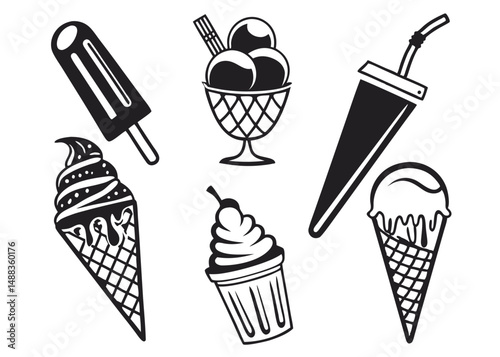 Popsicle & Ice Cream Icon Pack – Vector Silhouettes for Summer Designs