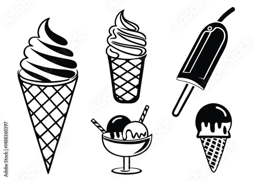 Popsicle & Ice Cream Icon Pack – Vector Silhouettes for Summer Designs