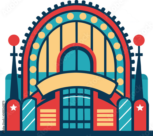 Colorful abstract amusement park building vector illustration suitable for designs