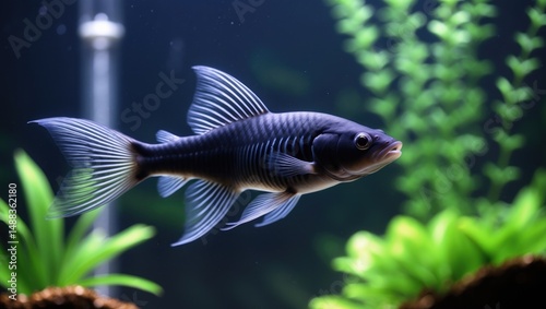 Knifefish Black Ghost in Aquarium photo