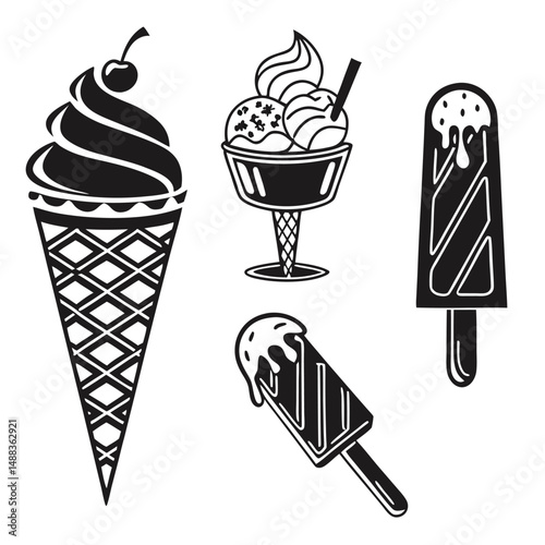 Popsicle & Ice Cream Icon Pack – Vector Silhouettes for Summer Designs