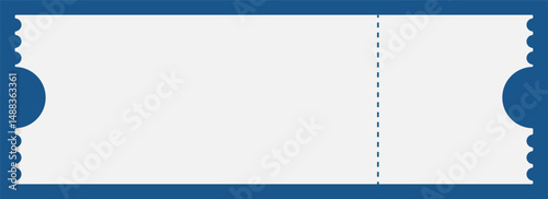 Blank Blue Ticket Stub Template Event Admission Pass Voucher Entry