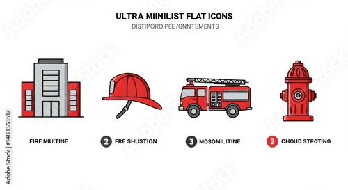 Flat Icons Set Fire Department Emergency Services
