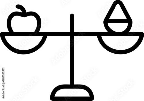 balanced diet vector line art or outline on white or transparent background 