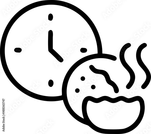 eating time vector line art or outline on white or transparent background 