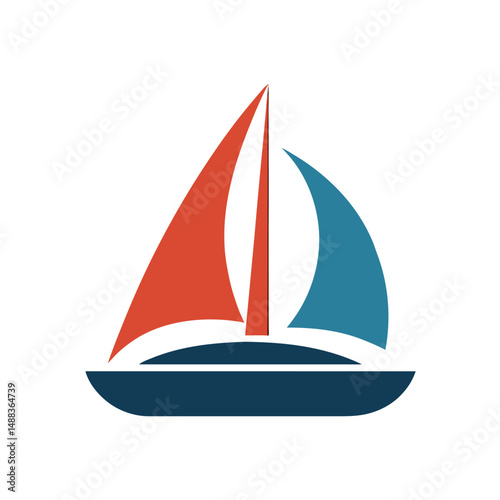 Colorful abstract sailboat illustration perfect for travel and vacation themed designs